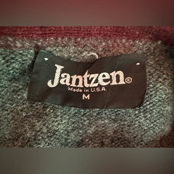 Jantzen Vintage Streetwear Wool Blend Knit Fair Isle Cardigan Sweater USA Medium - Picture 5 of 6